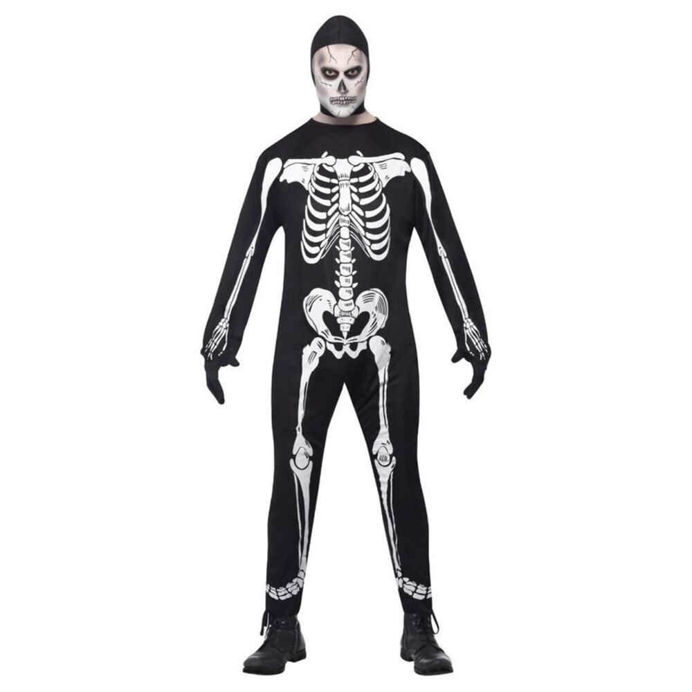 Smiffys Unisex Adult Skeleton Halloween Costume Set / Black